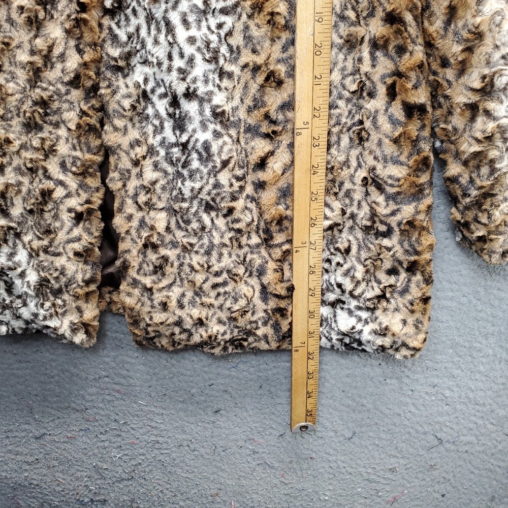 Dennis by Dennis Basso Faux Fur Jacket Womens L Multi Leopard Print Shawl Collar - Picture 3 of 12